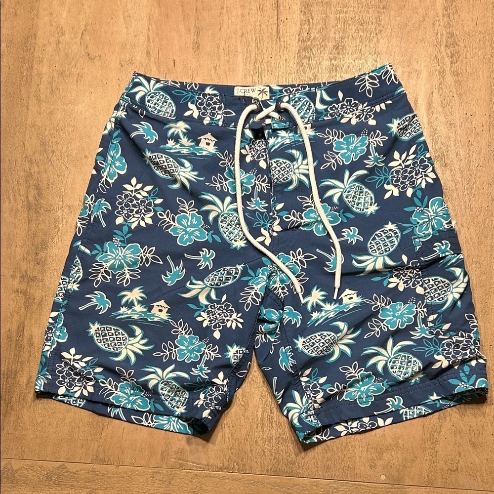 J. Crew Blue and White Pineapple Board Shorts